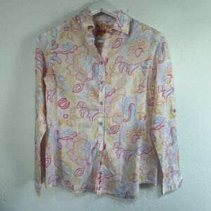 Robert Graham Womens Floral Print Button-Up Shirt Small Long Sleeve Multicolor